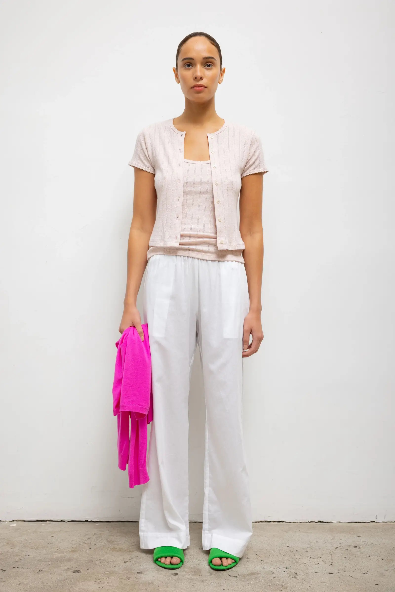 Pointelle Short Sleeve Cardigan - Image 3