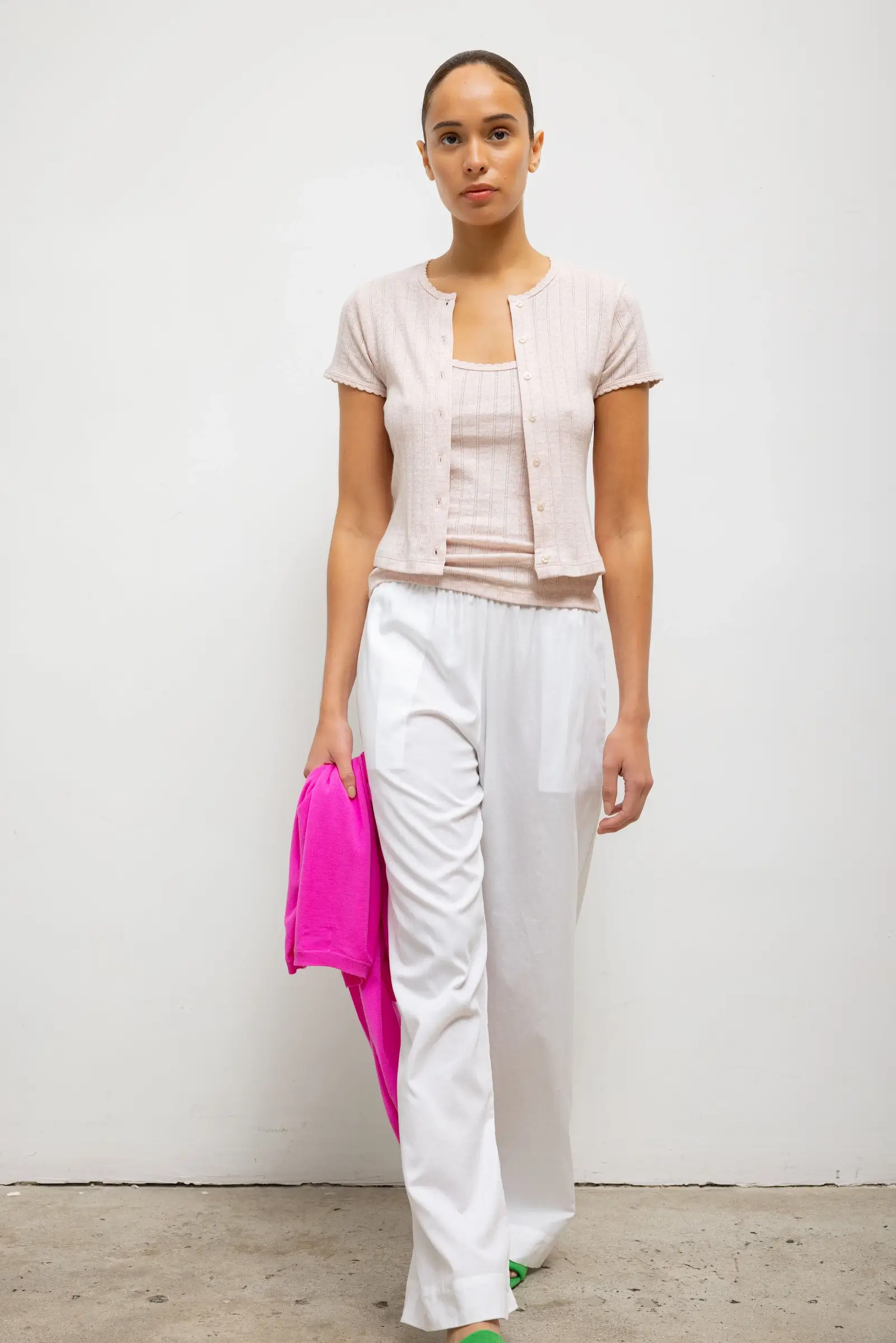 Pointelle Short Sleeve Cardigan - Image 5